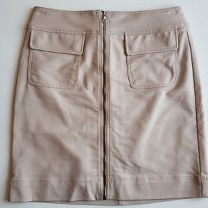Ann Taylor Front Zip Beige Mini Skirt | 2